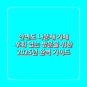 안면도 나문재 카페: 후회 없는 방문을 위한 2025년 완벽 가이드