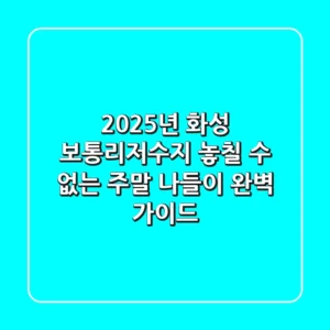 2025년 화성 보통리저수지, 놓칠 수 없는 주말 나들이 완벽 가이드!