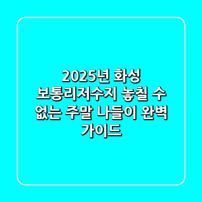 2025년 화성 보통리저수지, 놓칠 수 없는 주말 나들이 완벽 가이드!