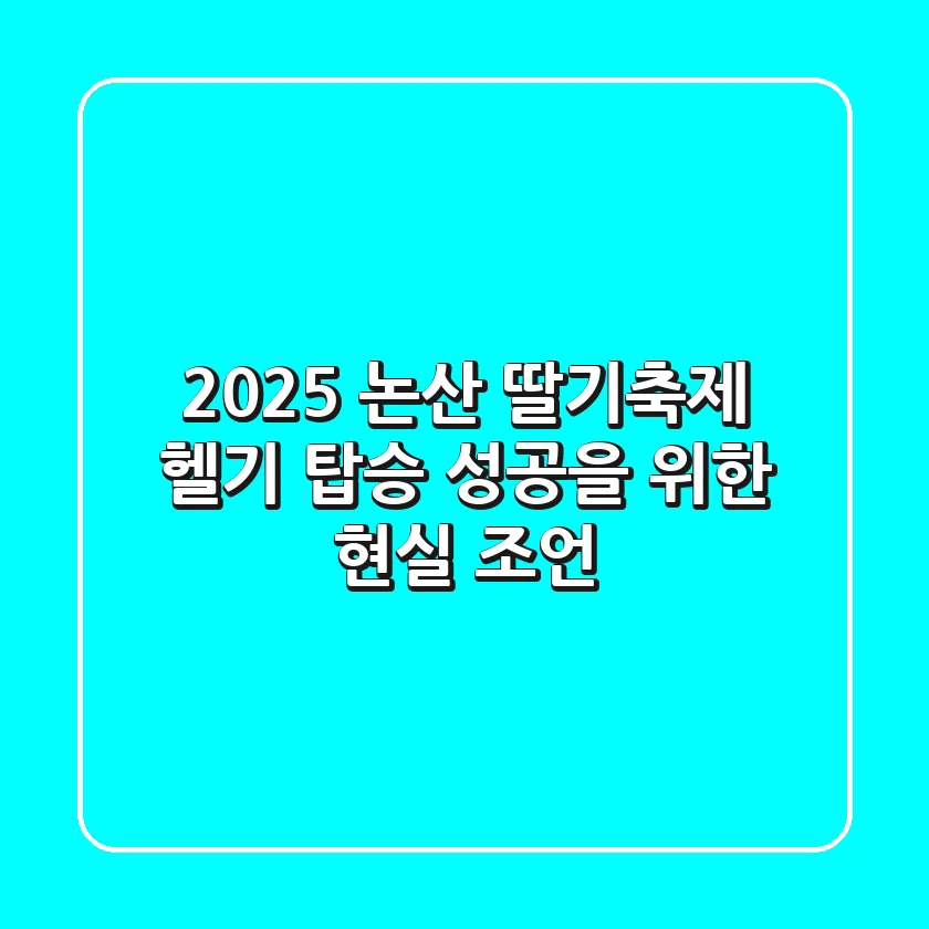 2025 논산 딸기축제 헬기 탑승, 성공을 위한 현실 조언!