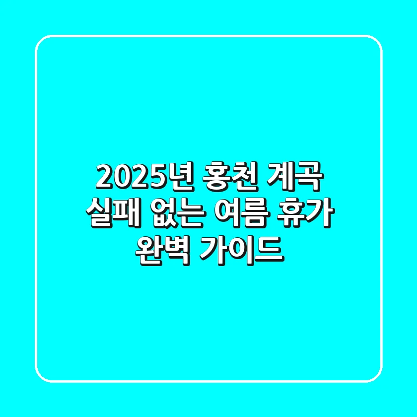2025년 홍천 계곡: 실패 없는 여름 휴가, 완벽 가이드!