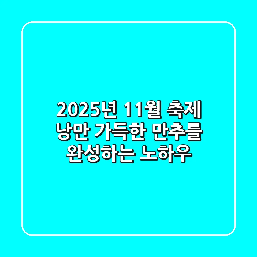 2025년 11월 축제, 낭만 가득한 만추를 완성하는 노하우