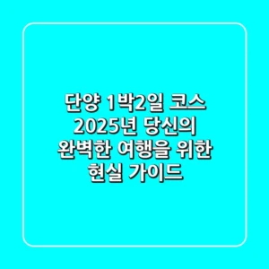 단양 1박2일 코스, 2025년 당신의 완벽한 여행을 위한 현실 가이드