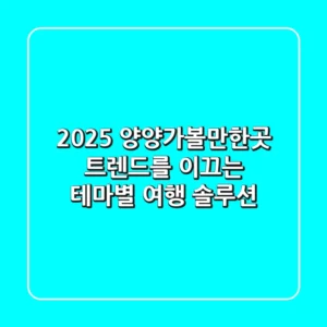 2025 양양가볼만한곳: 트렌드를 이끄는 테마별 여행 솔루션!