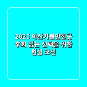 2025 아산가볼만한곳, 후회 없는 선택을 위한 현실 조언