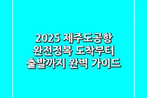2025 제주도공항 완전정복: 도착부터 출발까지 완벽 가이드
