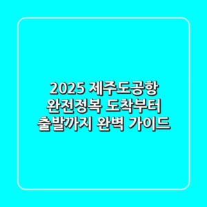 2025 제주도공항 완전정복: 도착부터 출발까지 완벽 가이드