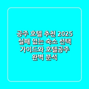 공주 호텔 추천 2025: 실패 없는 숙소 선택 가이드와 '호텔공주' 완벽 분석