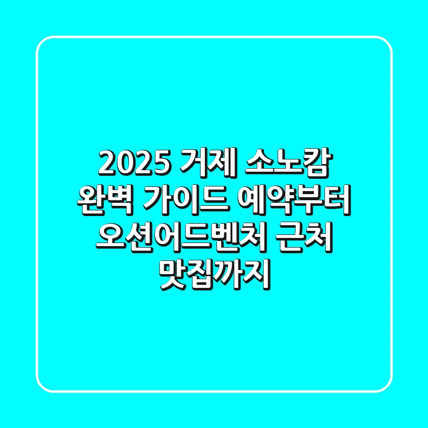 2025 거제 소노캄 완벽 가이드: 예약부터 오션어드벤처, 근처 맛집까지