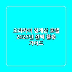 오라카이 청계산 호텔, 2025년 완벽 활용 가이드