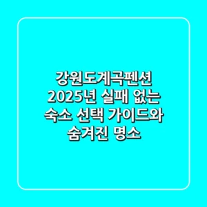 강원도계곡펜션 | 2025년 실패 없는 숙소 선택 가이드와 숨겨진 명소