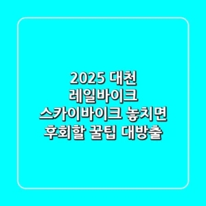 2025 대천 레일바이크 & 스카이바이크, 놓치면 후회할 꿀팁 대방출