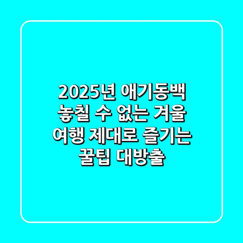 2025년 애기동백, 놓칠 수 없는 겨울 여행: 제대로 즐기는 꿀팁 대방출!