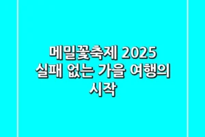메밀꽃축제 2025, 실패 없는 가을 여행의 시작!
