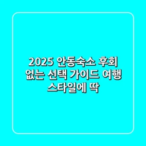 2025 안동숙소, 후회 없는 선택 가이드 (여행 스타일에 딱!)