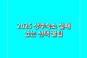 2025 상주숙소, 실패 없는 선택 꿀팁!