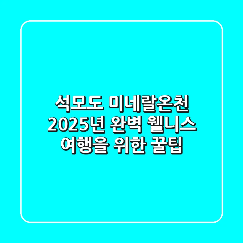 석모도 미네랄온천, 2025년 완벽 웰니스 여행을 위한 꿀팁
