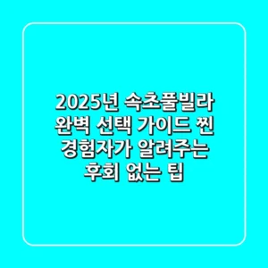 2025년 속초풀빌라 완벽 선택 가이드: 찐 경험자가 알려주는 후회 없는 팁