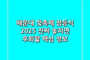 해운대 빛축제 점등식 2025, 진짜 놓치면 후회할 핵심 정보!