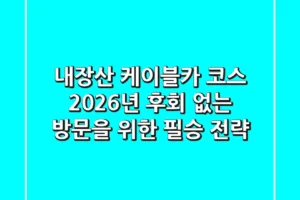 내장산 케이블카 코스 2026년, 후회 없는 방문을 위한 필승 전략