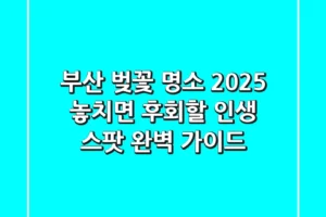 부산 벚꽃 명소 2025, 놓치면 후회할 인생 스팟 완벽 가이드