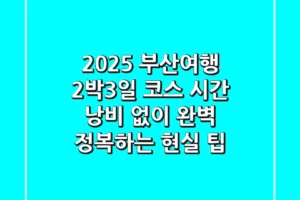 2025 부산여행 2박3일 코스: 시간 낭비 없이 완벽 정복하는 현실 팁!