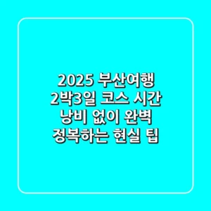 2025 부산여행 2박3일 코스: 시간 낭비 없이 완벽 정복하는 현실 팁!