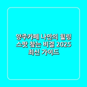 양주카페, 나만의 힐링 스팟 찾는 비결 (2025 최신 가이드)
