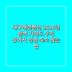 대구애견펜션 2026년 완벽 가이드: 우리 강아지 인생 숙소 찾는 법